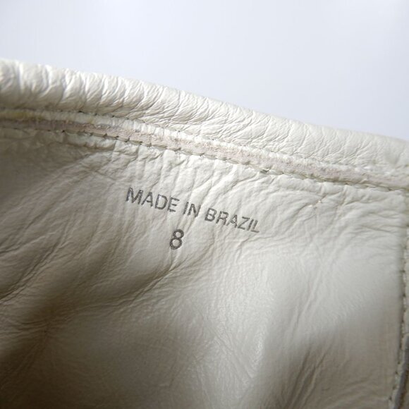 Larroude Hardy Buckle Moto Western Boots Size 8 Natural White Leather NEW $450 - Picture 14 of 16